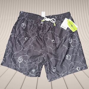 Abound Men's Floral Black Swim Shorts